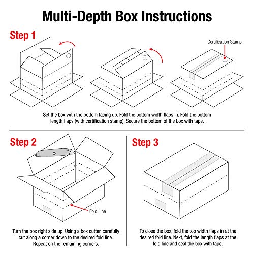 Aviditi MD151210 Multi-Depth Corrugated Cardboard Box 15" L x 12" W x 10" H, Kraft, for Shipping, Packing and Moving (Pack of 25)