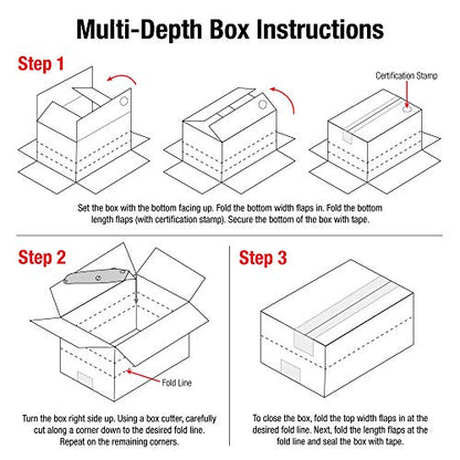 Aviditi MD151210 Multi-Depth Corrugated Cardboard Box 15" L x 12" W x 10" H, Kraft, for Shipping, Packing and Moving (Pack of 25)