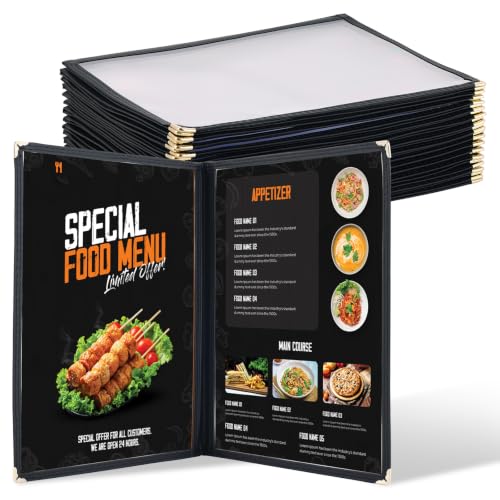 NATGAI 15 Pack 2 Page 4 View Menu Covers 8.5 x 11 Clear Menu Holder - size: 2 Page 4 View