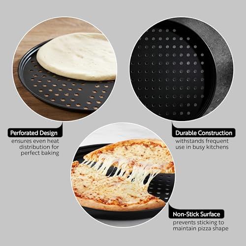 Restaurantware 13 In Perforated Carbon Steel Pizza Pan, Non-Stick, 1 Count - size: 13"