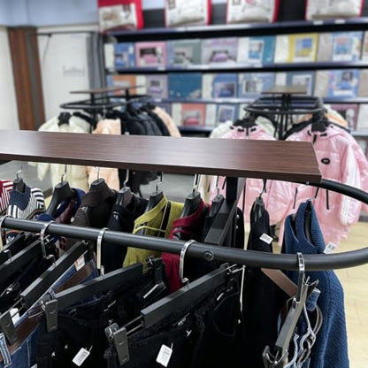 Clothes Rack Stand with Wood Top, Retail Clothing Display Rack Oval Hangers