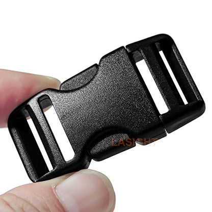 LASIGHT Buckles for 3/4 inch Wide Webbing Straps: Quick Side Release Buckles 10 set and Tri-Glide Slide 20 pcs Fit 0.75" Nylon Web Belt, Plastic Snap Fastener Clip Replacement Dual Adjustable - size: 10 Set for 3/4 inch Webbing
