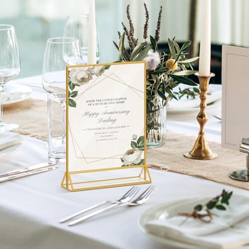 8.5x11 Picture Frame Gold Acrylic Sign Holder for Wedding Table Numbers - color: 8.5X11-Gold-3 Pack
