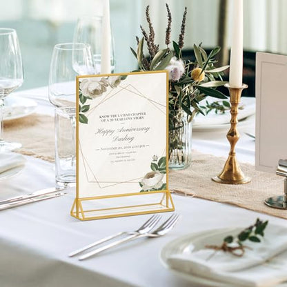 8.5x11 Picture Frame Gold Acrylic Sign Holder for Wedding Table Numbers - color: 8.5X11-Gold-3 Pack