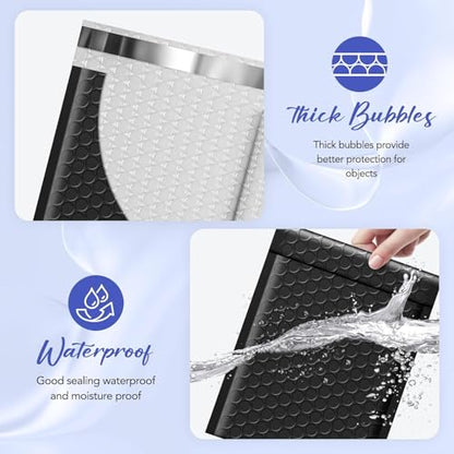 Fuxury Bubble Mailers Bulk 5x8.6" 800Pack Black Waterproof Padded Envelopes - color: Black, size: 5x8.6" 800PC