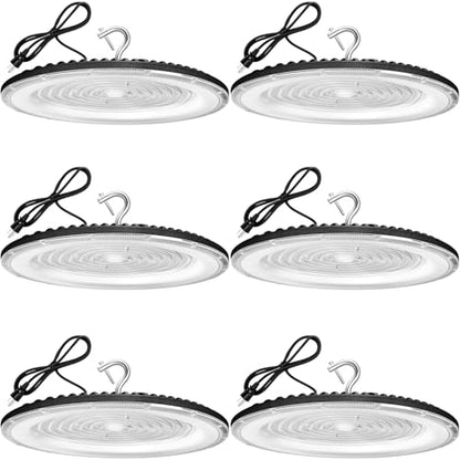 XYCN 6 Pack 250W UFO Led High Bay Light,120VAC,5000K Daylight Commercial Bay Lighting,IP66 Waterproof,41050LM,1150W MH/HPS with Plug Area Lighting for Warehouse/Shop/Workshop/Barn/Gym/Factory - size: 251W 6pack UFO high bay light