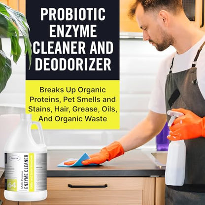 Multi-Purpose Probiotic Enzyme Cleaner, Made in USA - Stain and Odor Remover - Concentrated - Professional & Home Strength Drains, Floors, Bathrooms, Toilets Trash Can,