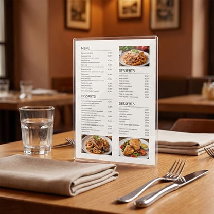 Klmnop Rigid Menu Covers 8.5" x 14", 12 Pack, 2 View Clear Menu Holder