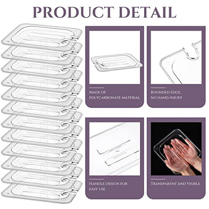 12 Pcs 1/6 Size Food Pan Lids with Handle Polycarbonate Clear Food Pan Lids