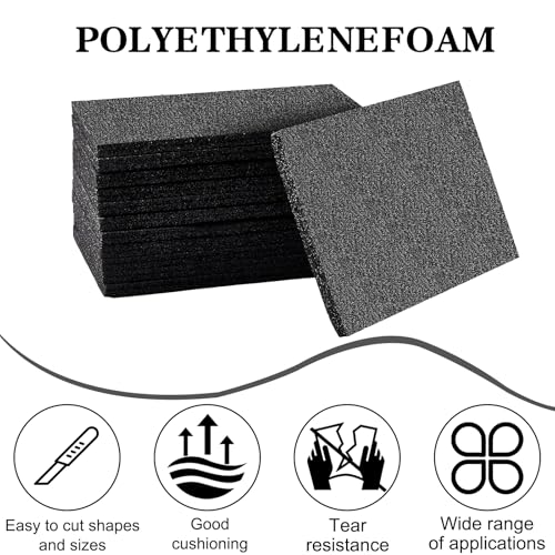 Lemecima 15 Pcs 12" x 8" x 0.5" Black Polyethylene Foam Packing Sheets for Craft, Shipping, Moving