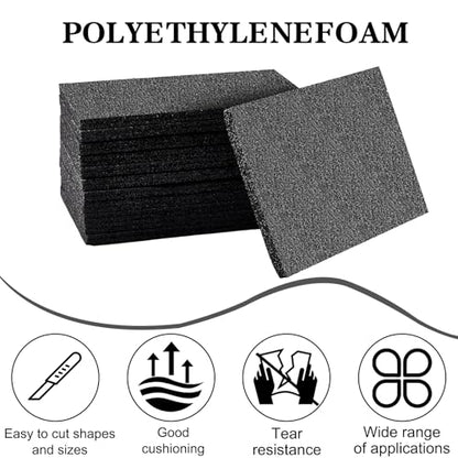 Lemecima 15 Pcs 12" x 8" x 0.5" Black Polyethylene Foam Packing Sheets for Craft, Shipping, Moving
