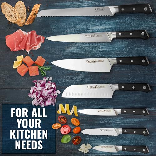 Cutluxe Kitchen Knife Set, 8-Piece Chef Knives with Acacia Wood Block - size: 8 Pcs Knife Set with Block