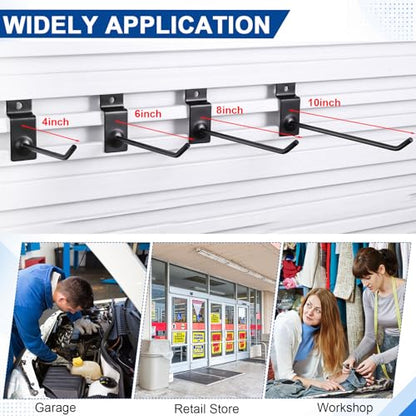 100 Slatwall Hooks Display Panel, Black, 4 and 6 and 7 and 10 Inch - color: Black, size: 4 and 6 and 7 and 10 Inch