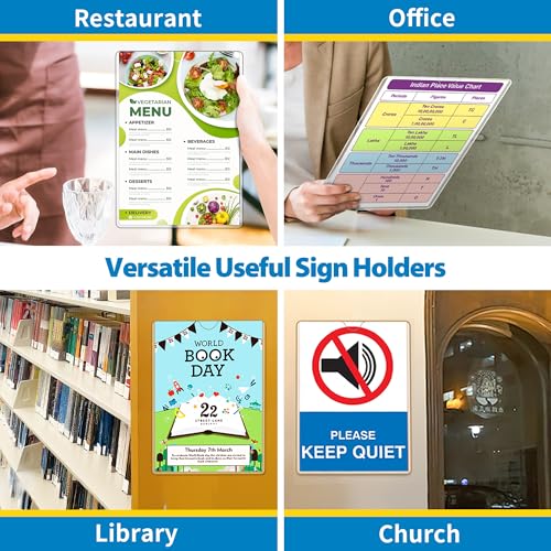Magnetic Sign Holder 8.5 x 11 Wall Sign Holder 5Pack, Rigid Plastic Door Sign Holder Magnetic Frame with Magnetic Tapes and Adhesive Tapes, Adhesive Display Frame for Fridge Window Wall Display - size: 8.5"x11"-5Pack