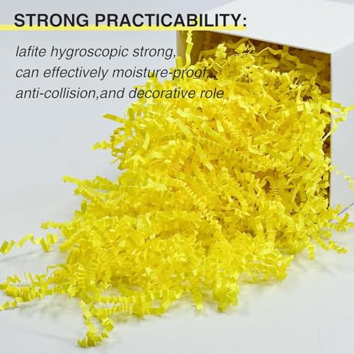 Art Secret Crinkle Cut Paper Shred Filler for Packing and Filling Gift Baskets - 2 LB (Yellow) - color: Yellow