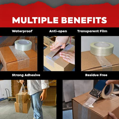 MAT Commodity Grade Fiberglass Reinforced Filament Strapping Tape - 3 in. Wide x 60 yds. (Pack of 4) Filaments Run Lengthwise - size: 4-Roll