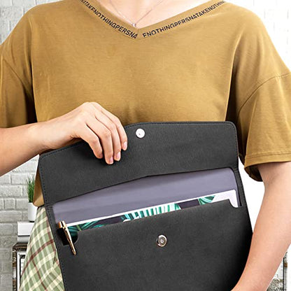 VANRA 1 Piece PU Leather Envelope File Folders Holder A4 Paper Organizer - color: Black