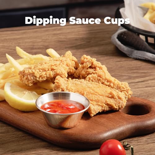 Fit Meal Prep [12 Pack] 1.5 oz Stainless Steel Dipping Sauce Cups, Reusable Metal Ramekins, Commercial Grade Condiment Bowls, Individual Portion Cups, Small Round Au Jus for Home, Restaurant - size: 1.5 oz