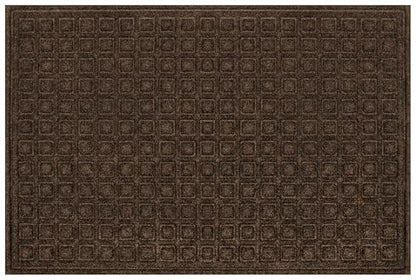 Apache Mills Textures Blocks 2' x 3' Non Slip Weather and Stain Resistant Entrance Door Mat, Walnut - color: Walnut, size: 2' x 3' (Rectangular), style: Blocks