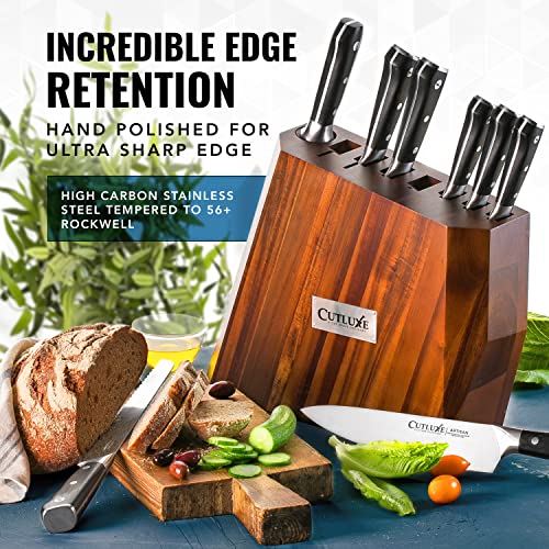 Cutluxe Kitchen Knife Set, 8-Piece Chef Knives with Acacia Wood Block - size: 8 Pcs Knife Set with Block
