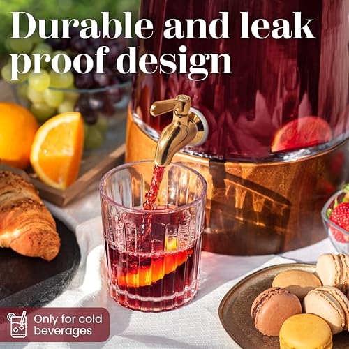 FOODLE Glass Drink Dispenser with Spigot - Beverage Dispenser with Stand - size: 1.72 Gallon