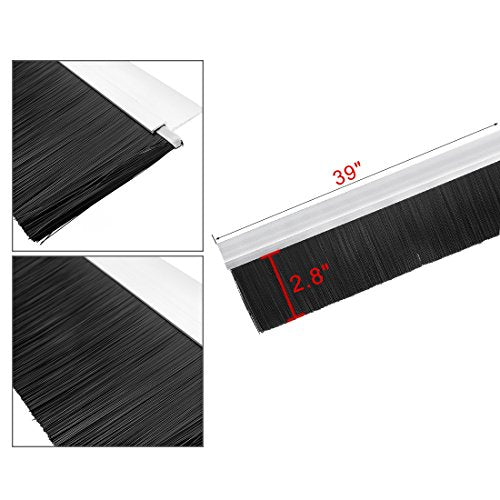 uxcell Door Bottom Sweep H-Shape Aluminum Alloy Base with 2.8-inch Black Nylon Brush 39-inch x 3.86-inch - color: Silver, size: 39.37" x 2.8"