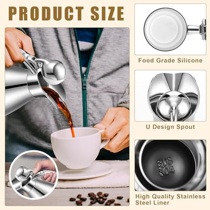 Uiifan 2 Pcs 68oz Thermal Coffee Carafe for Keeping Hot/Cold - color: Black, Silver