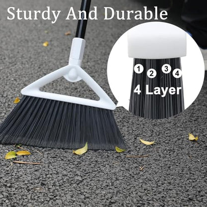 Heavy Duty White Angle Broom with Long Handle - 2 Pack - color: 2pack White