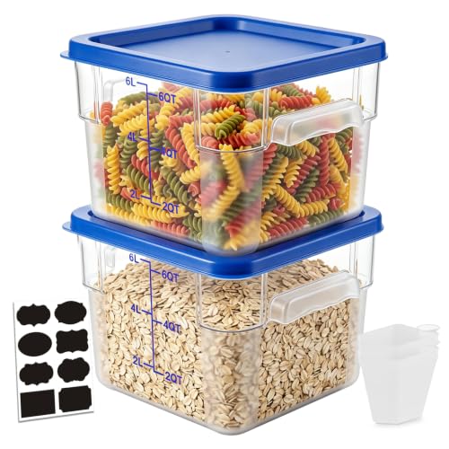 2 Pack 6QT Commercial Clear Food Storage Containers with Lid, NSF - color: Blue, size: 6Qt-2 Pack