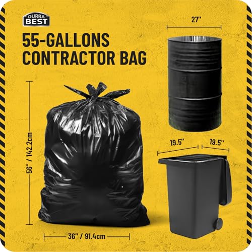 MAAXForce 55 Gallon Contractor Trash Bags with Flap Ties | 2 Mil Heavy-Duty Black Garbage Bags | Leak-Proof & Puncture-Resistant | Made in USA | 36" x 56" Large Construction & Yard Bags (40-Count) - style: Flap Tie