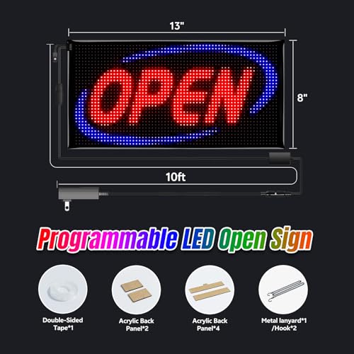 LED open sign,APP Programmable text,open or closed sign,window advertising - size: 8x13in