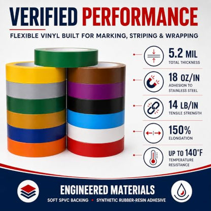 GGR Supplies CVT-536 Brown Vinyl Floor Marking Tape, 3 x 36 Yards - color: Brown, size: 3 in. x 36 yds.