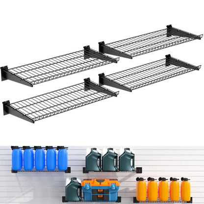 4 Pack Metal Slatwall Shelves 24X12 Inch, Black - color: Black, size: M4PC
