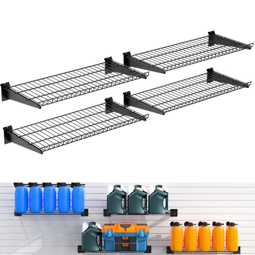 4 Pack Metal Slatwall Shelves 24X12 Inch, Black - color: Black, size: M4PC