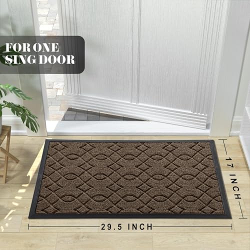 Yimobra Outdoor Mats for Front Door 29.5x17, All-Season Entry Doormat,Brown - color: Brown, size: 29.5x17 Inch