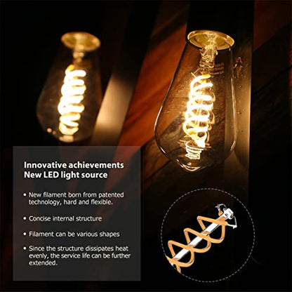 6 Pack ST19 ST58 Edison Bulb, Vintage LED Filament Bulb,Softy White 2700K, Antique Flexible Spiral LED Filament Light Bulb, Dimmable 600LM, 6W Equivalent to 60W, E26 Base,Clear Glass