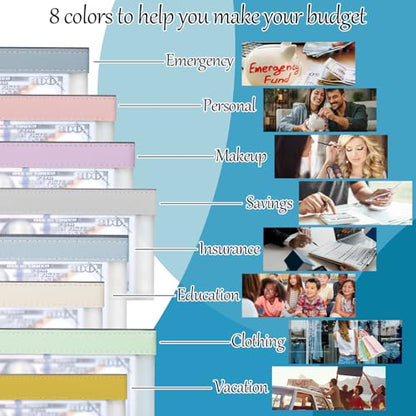 8 Pack Clear Money Envelopes for Cash Money Bag Pouch 7.6x3.7 inch - color: 8 colours-b