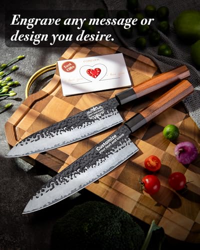 FAMCÜTE Custom 8'' Japanese Knife with Sandalwood Box Gifts for Men/Women - size: 8" Customize Japanese Knife