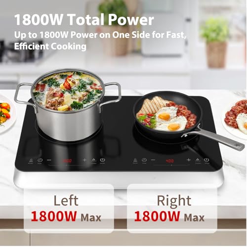 COOKTRON Portable Induction Cooktop 2 Burner, 1800W with Booster - size: Double Induction Cooktop with Touch Control