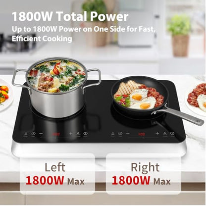 COOKTRON Portable Induction Cooktop 2 Burner, 1800W with Booster - size: Double Induction Cooktop with Touch Control
