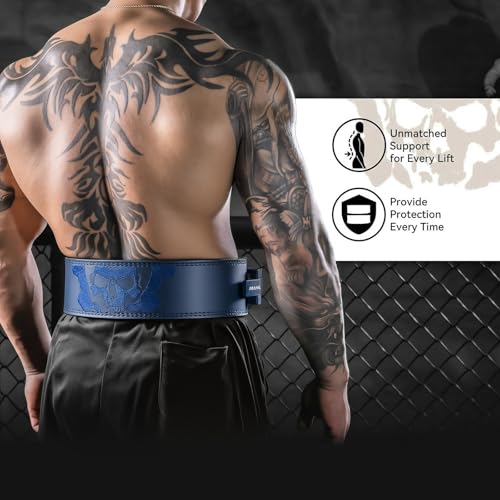 MANUEKLEAR 4-Inche Lever Belt Weightlifting with Heavy Duty Buckle - color: Blue, size: XL (39-45inches)