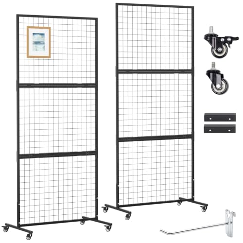 3' x 6' Standing Gridwall Panel Display Rack w/Wheels (Set 2) - color: Style 2