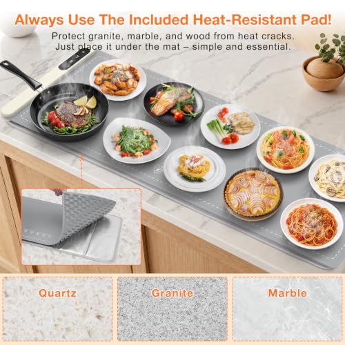 FYY Extra Long Warming Mat for Food, Rapid and Full Surface Heating Gray - color: Gray, size: XXX Large Size: 45"x15"