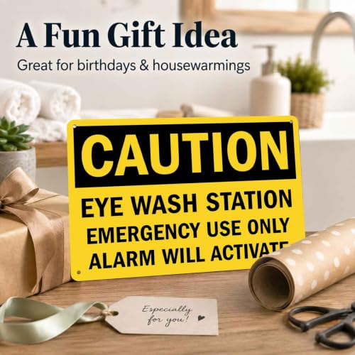 Emergency Eye Wash Station Caution Metal Sign 8 x 12 Inch