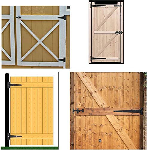T-Strap Shed Hinge Gate Strap Heavy Duty Hinge Door Barn Gates Hinges (6, 10 inch) - size: 10 Inch