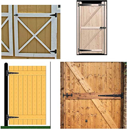 T-Strap Shed Hinge Gate Strap Heavy Duty Hinge Door Barn Gates Hinges (6, 10 inch) - size: 10 Inch