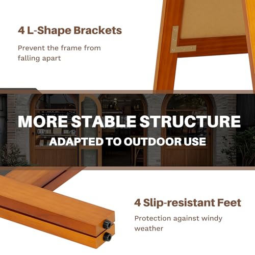 4 THOUGHT A-Frame Double-Sided Magnetic Chalkboard 40"x20", Caramel - color: Caramel