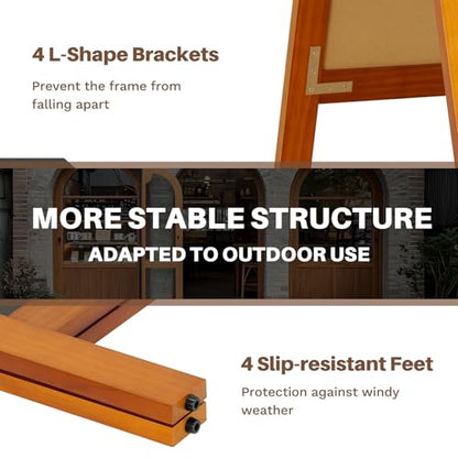 4 THOUGHT A-Frame Double-Sided Magnetic Chalkboard 40"x20", Caramel - color: Caramel