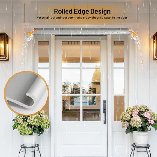 4" Extra-Wide Door Rain Drip Guard, 40" L Heavy Duty Aluminum Window Rain Diverter, Door Rain Deflector with Pre Drilled Holes and Expansion Screws (Silver, 2pcs) - color: Silver