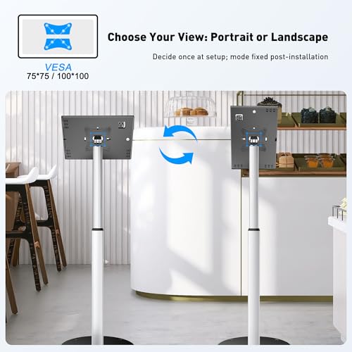 AboveTEK Anti Theft iPad Floor Stand, Robust Security Kiosk POS Tablet Stand, Height Adjustable Tablet Floor Stand w/Lock and Key Mechanism for 10.9-11" iPad & Galaxy Tab, Ideal for Retail Business - size: 10.9-11"